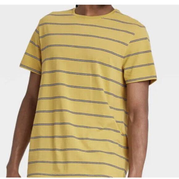 Goodfellow & Co™ Men’s Stripped Regular Fit Crewneck T-hirt Yellow Size S NWT - Picture 1 of 6